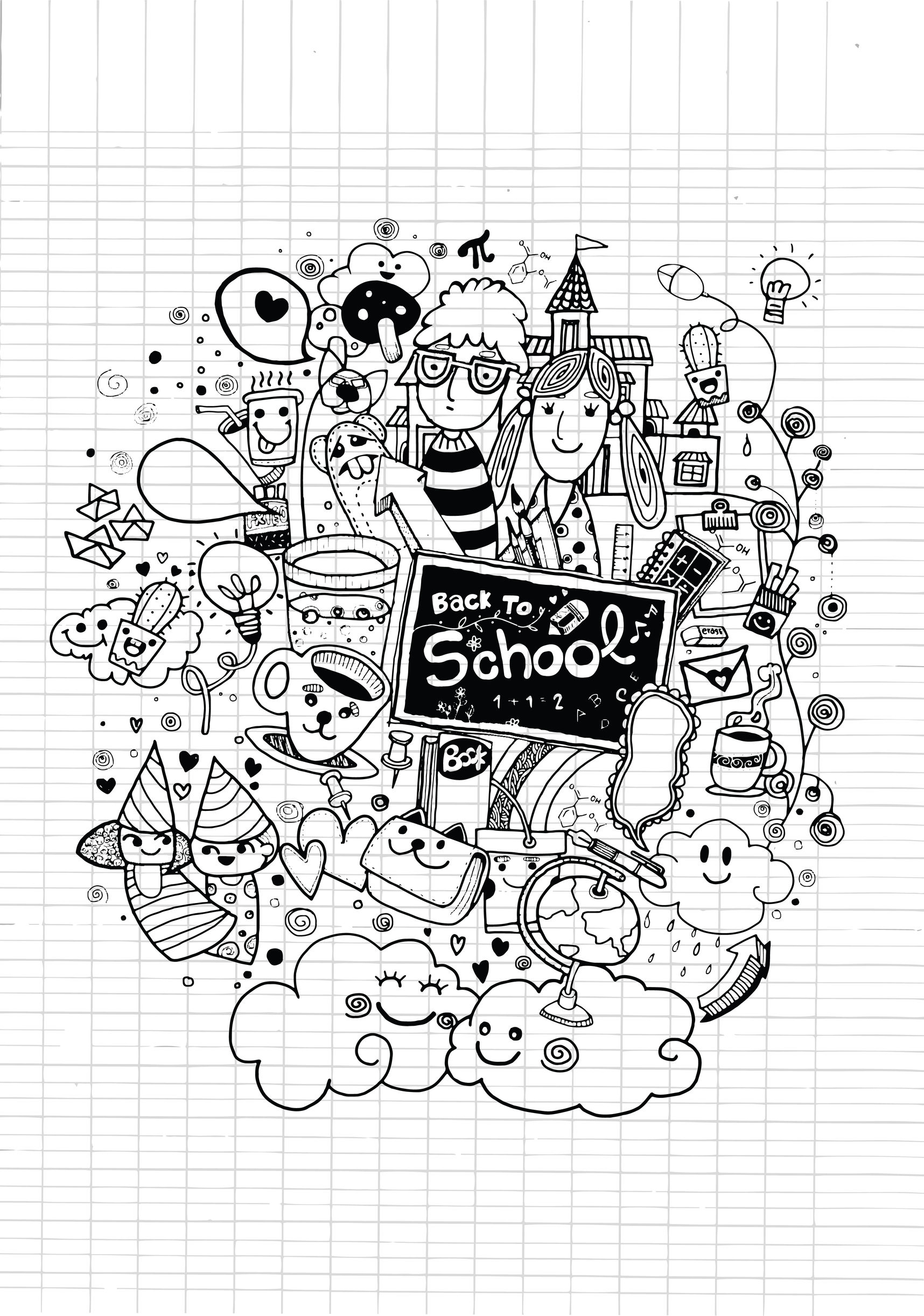 Doodle Ecole - Coloriage Doodle Art - Coloriages Pour Enfants destiné Coloriage Dessin Ecole