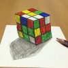 Drawing 3D Rubik'S Cube - Tricks Art, Anamorphic Illusion dedans S Dessin 3D