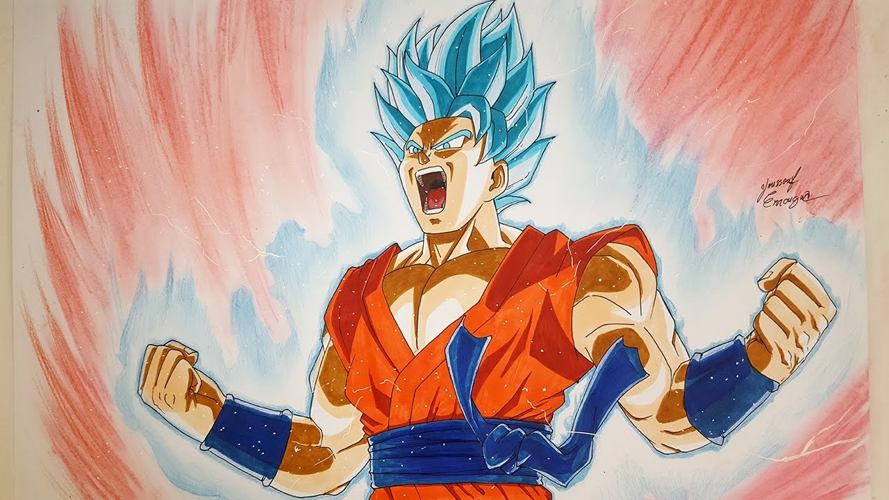 Drawing Goku Super Saiyan Blue Kaioken From Dragon Ball encequiconcerne Dessin Youssouf Errougua,