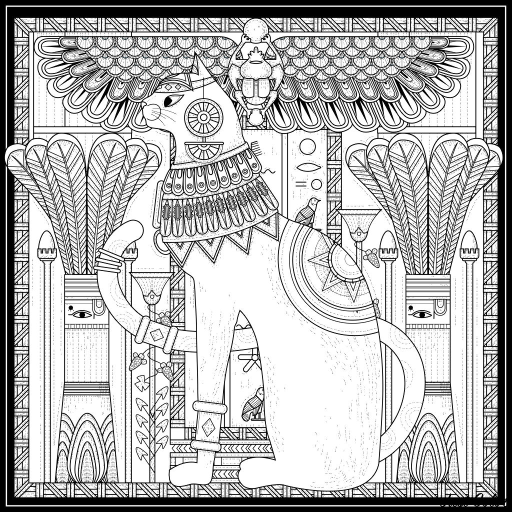 Egypte Chat Style Egyptien Et Symboles - Egypte destiné Coloriage Dessin Egyptien