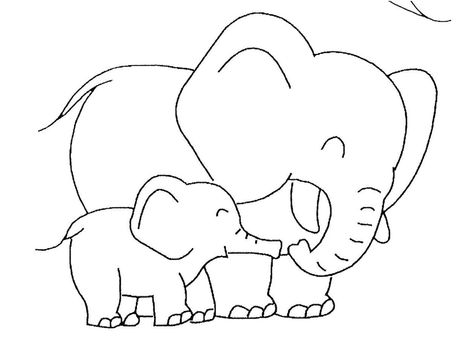 Elephants Free To Color For Kids - Elephants Kids Coloring pour Coloriage 2L2Phant