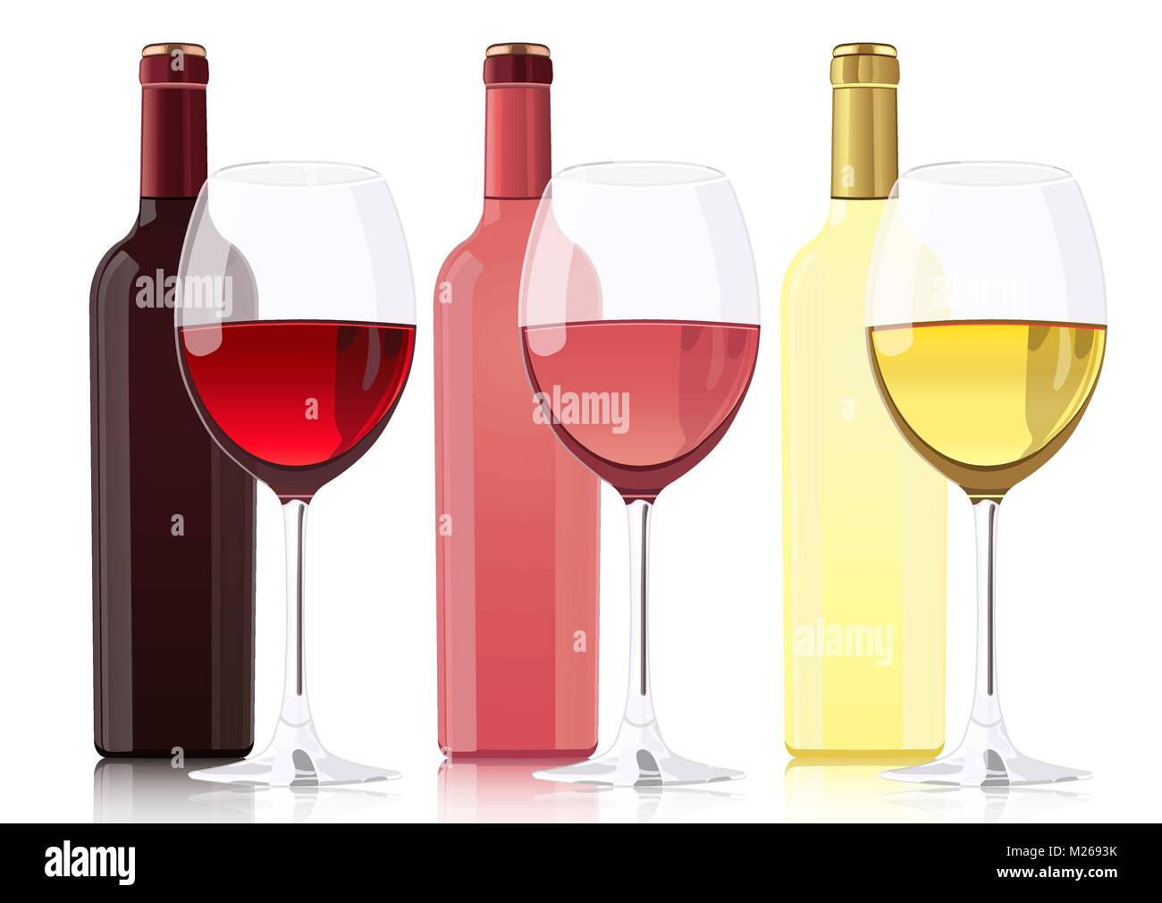 Ensemble De Bouteilles De Différents Types De Vins à Coloriage Dessin Bouteille De Vin