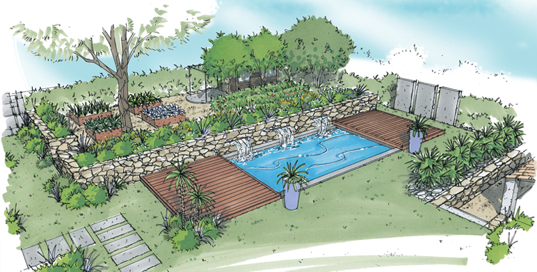 Épinglé Sur Amenagement Autour D Une Piscine tout Dessin Jardin