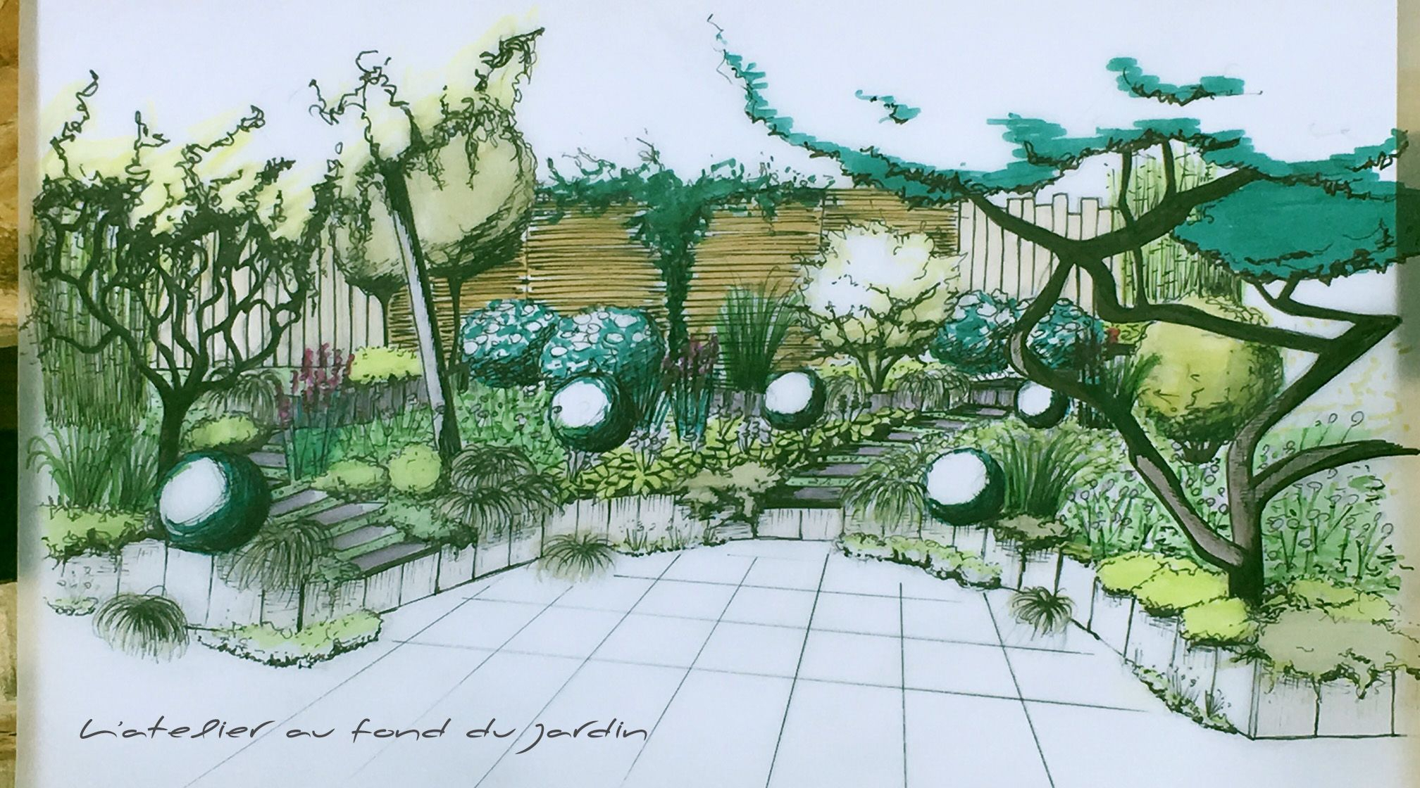 Esquisse En Couleur Réalisée Dans Le Cadre De L&amp;#039;Avant encequiconcerne Dessin Jardin