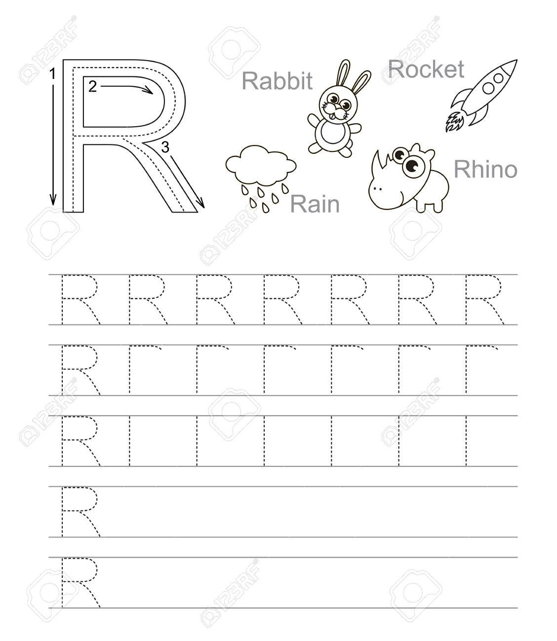 Exercice De Vecteur Illustré Alphabet. Apprendre L concernant La Lettre R Coloriage