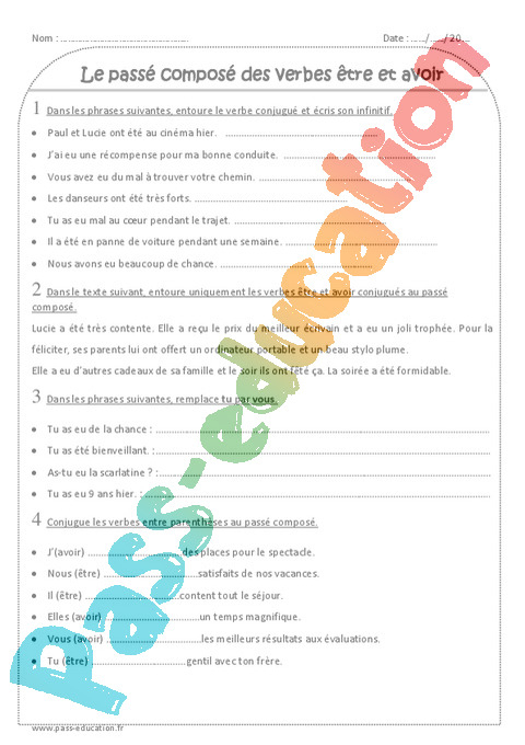 Exercice Passé Composé : Ce2 - Cycle 2 serapportantà Coloriage Codé Passé Composé