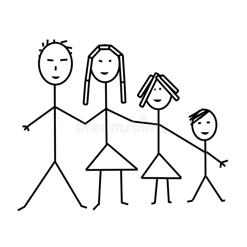 Famille De Quatre Classique, Dessin D&amp;#039;Enfant Illustration serapportantà Famille De 6 Dessin