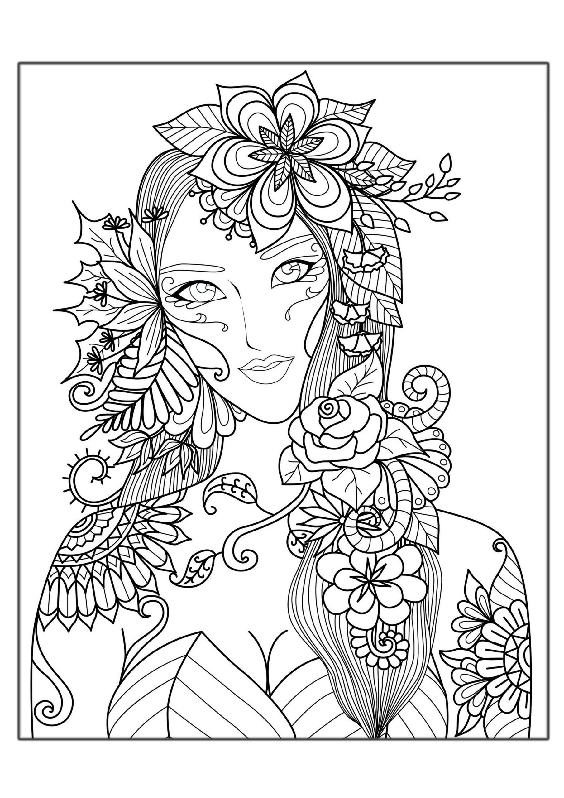 Femme Fleurs - Anti-Stress &amp;amp; Art-Thérapie - Coloriages tout Coloriage Dessin Adulte