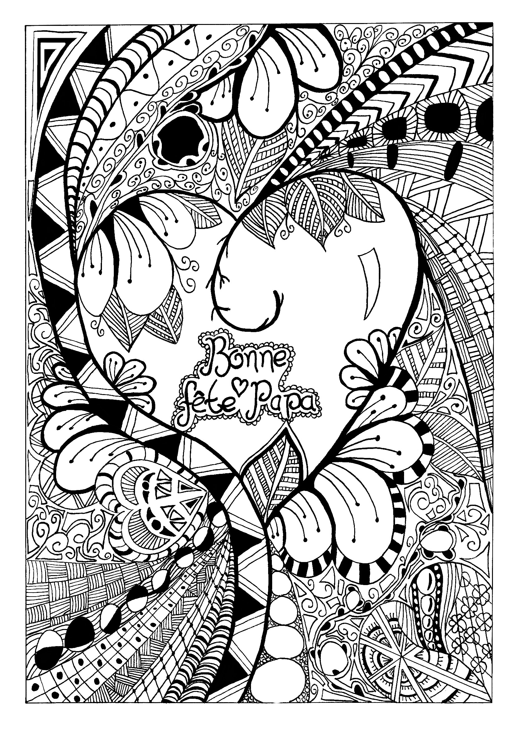 Fete Des Peres Zentangle Celine - Fêtes - Coloriages destiné Coloriage Dessin Fete Des Peres