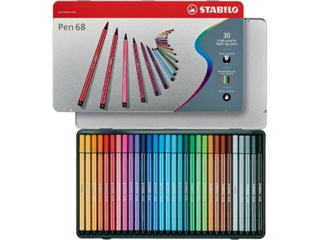 Feutre Aquarellable - Stabilo - Pen 68 - Boite Metal De 30 à Coloriage Avec Des Feutres,