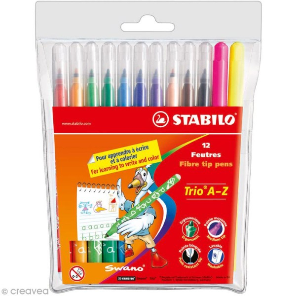 Feutre Stabilo Trio A-Z - Pochette 12 Feutres De Coloriage intérieur Coloriage Feutre,