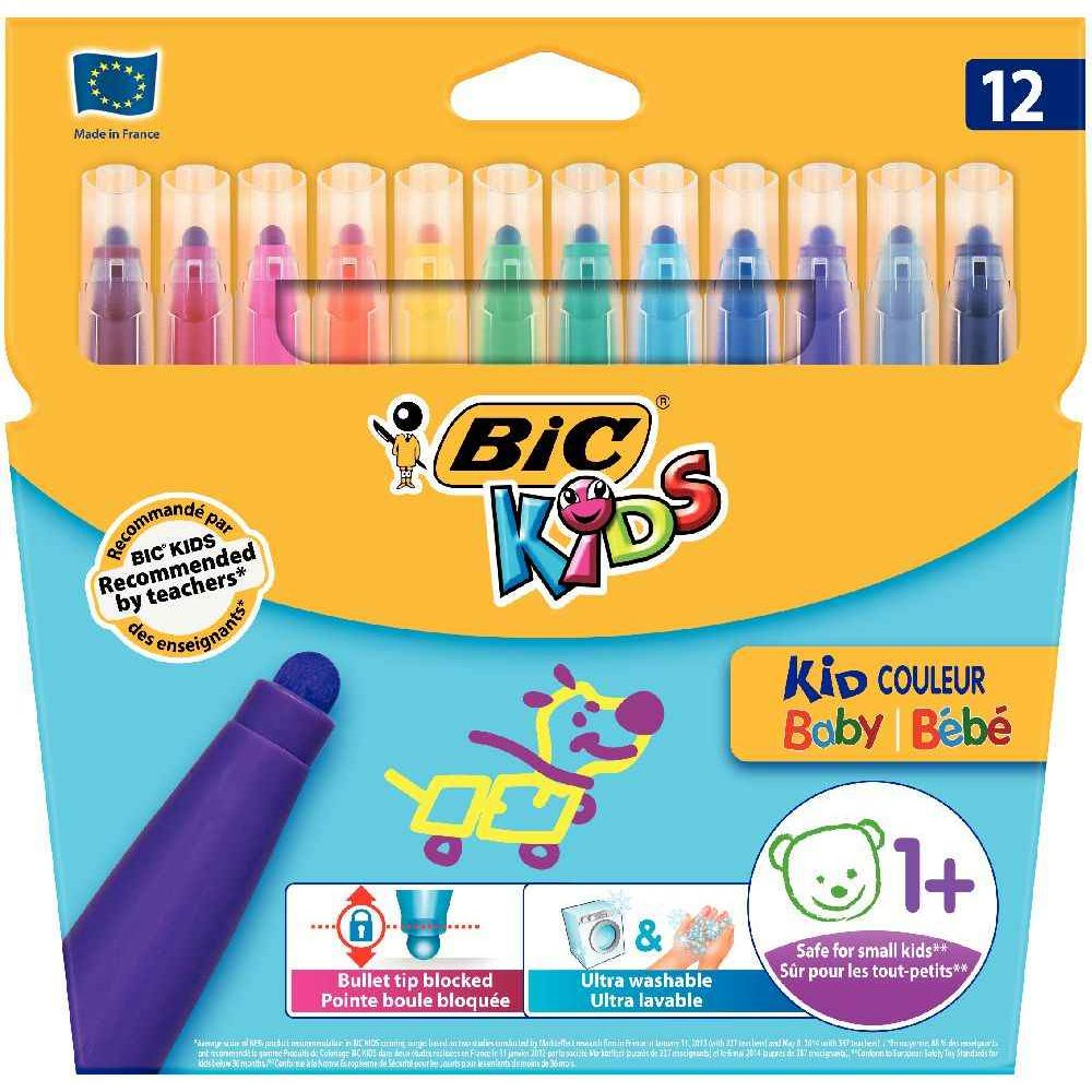 Feutres Kid Couleurs Baby Assortis - Pochette De 12, Bic destiné Coloriage Avec Des Feutres,