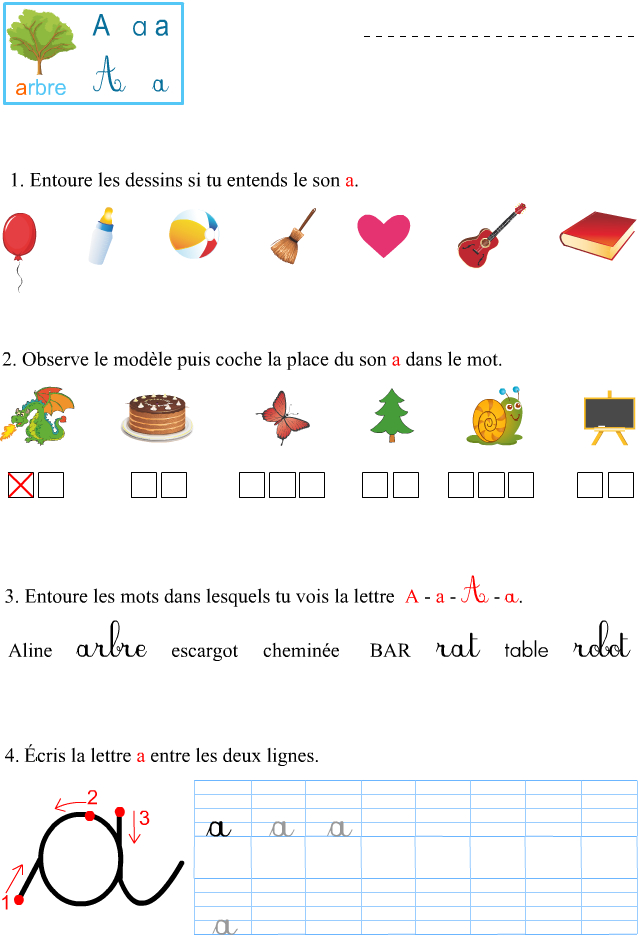 Fiche D&amp;#039;Exercices À Imprimer, Le Son A - Apprendre À Lire dedans Coloriage Magique G Gu Ge