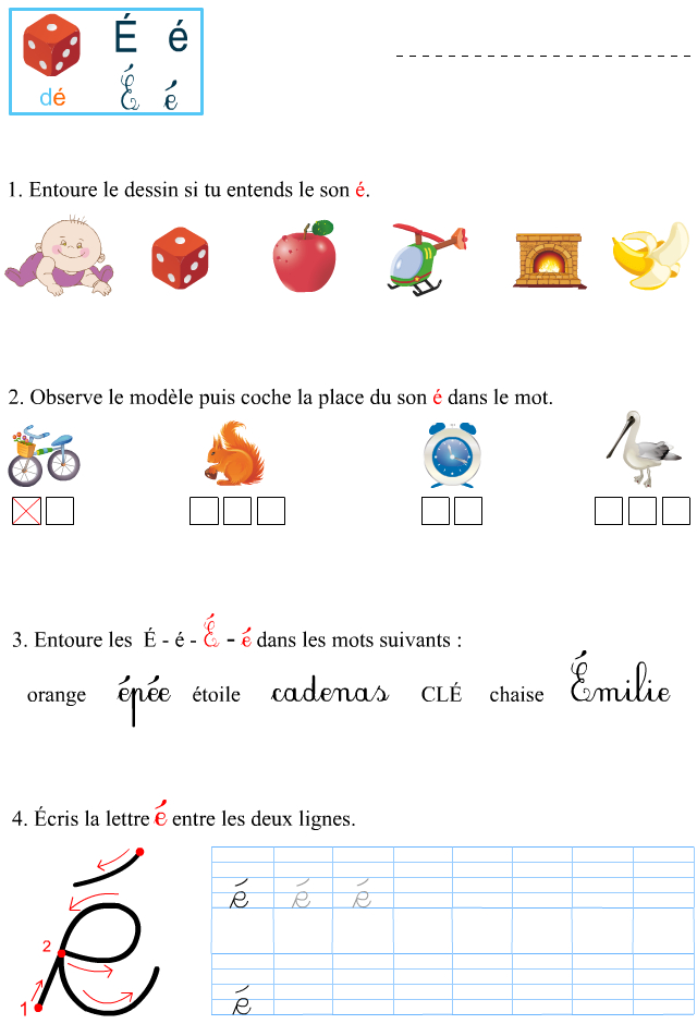 Fiche D&amp;#039;Exercices À Imprimer, Le Son É - Apprendre À Lire à Coloriage Magique G Gu Ge