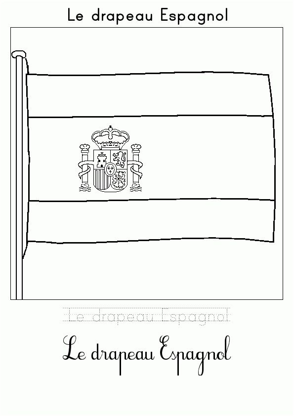 Fiches D Écriture Le Drapeau Espagnol | Drapeau Espagnol à Coloriage Drapeau