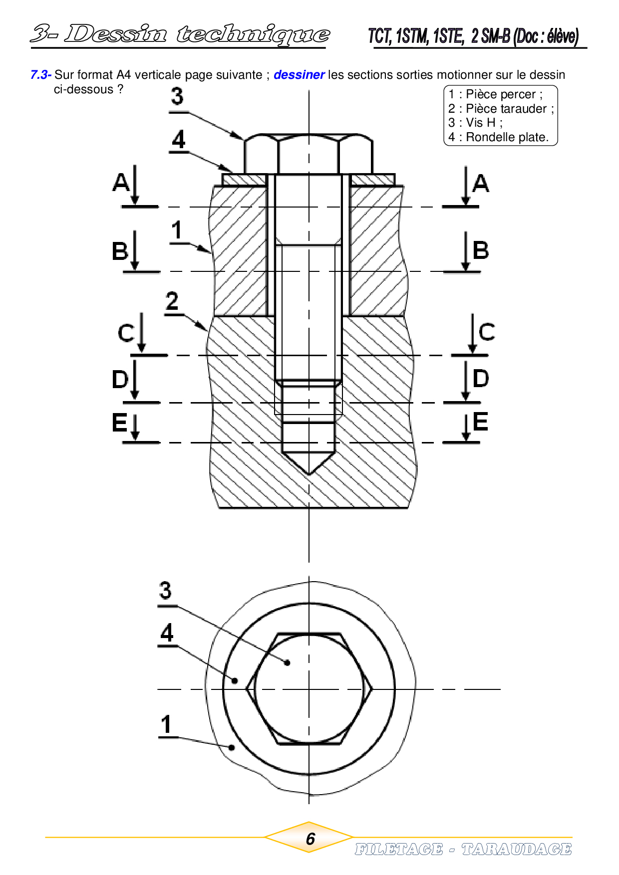 Filetage Et Taraudage - Exercices - Alloschool concernant Dessin Technique