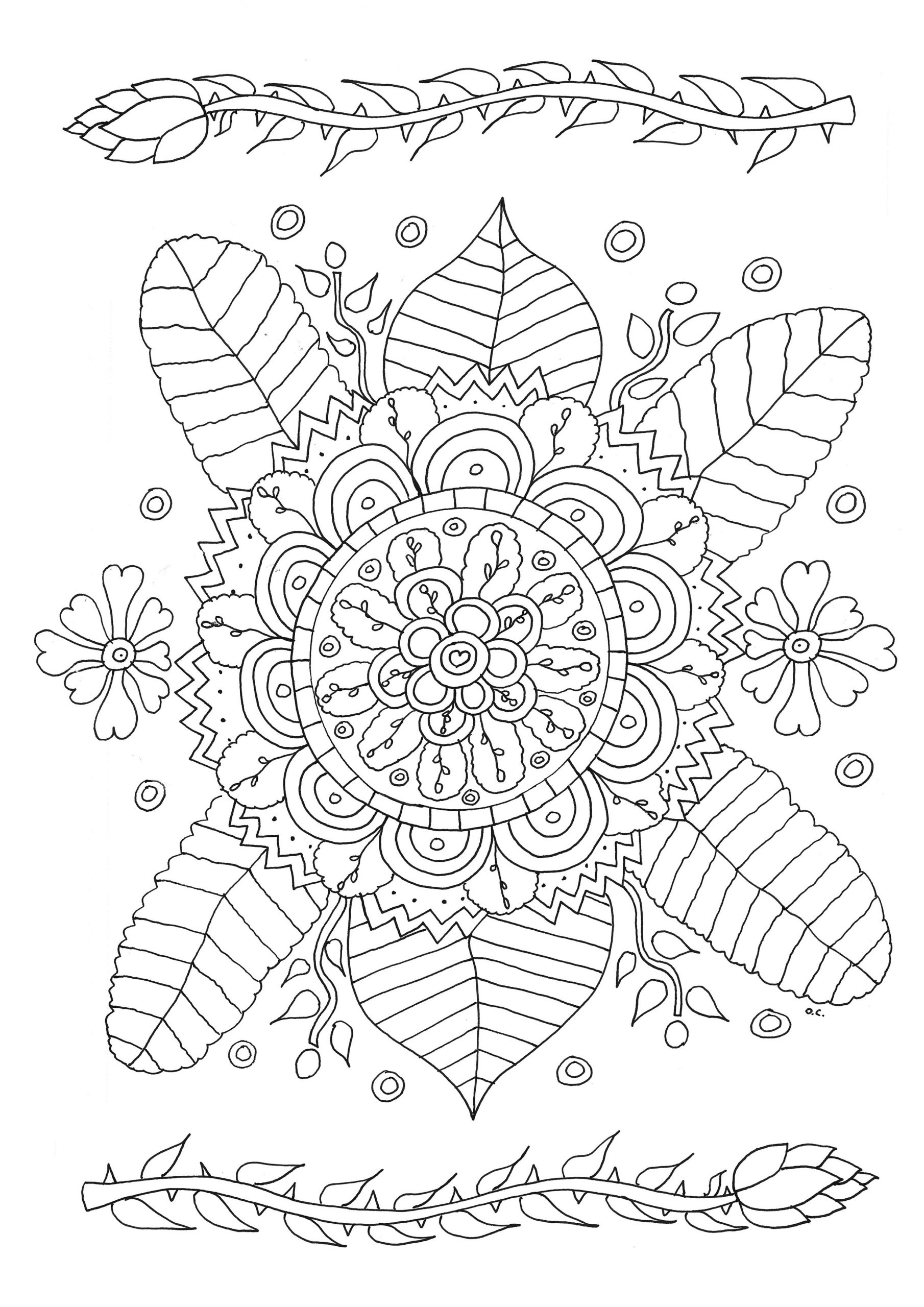 Fleurs Avec Motifs Simples - Coloriage De Fleurs pour Coloriage Dessin Fleurs