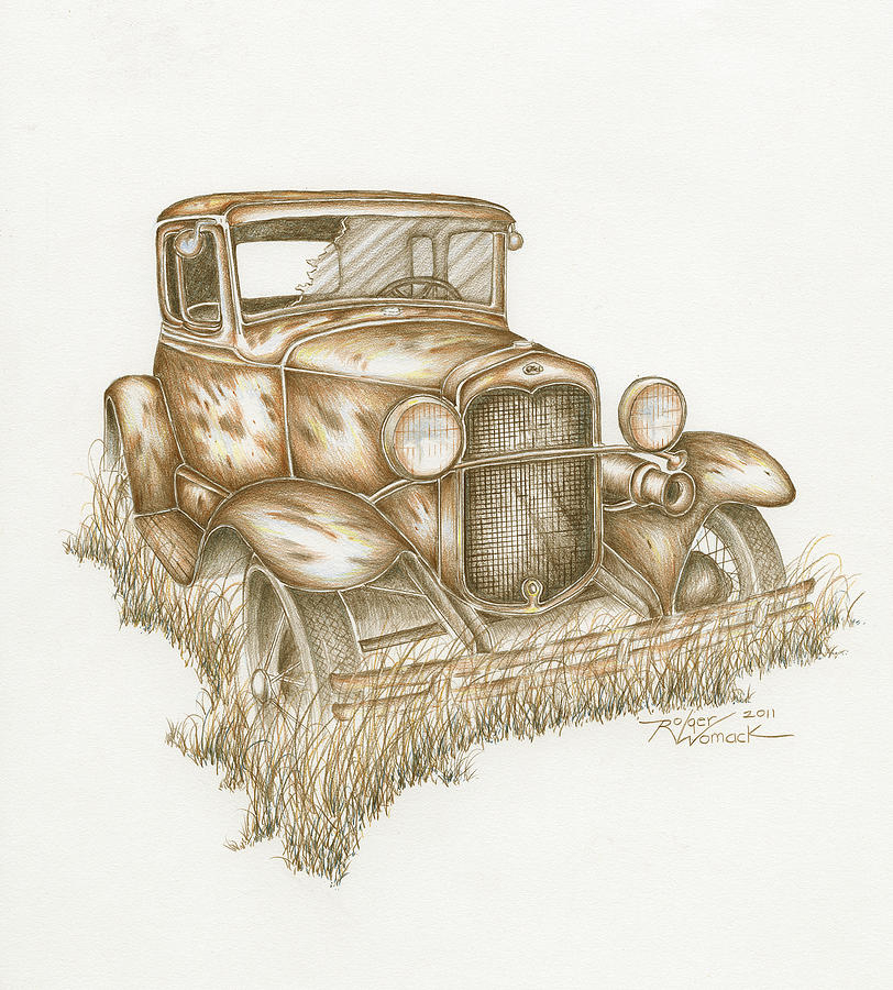 Ford Model A Drawing By Roger Womack avec Ford T Dessin