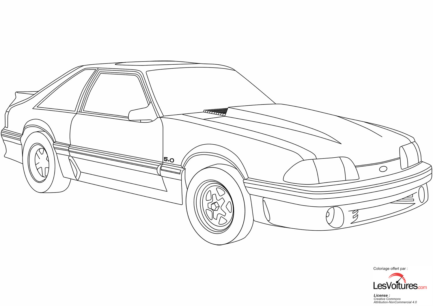 Ford-Mustang-Coloriage-Voiture-1 | Les Voitures destiné Ford T Dessin