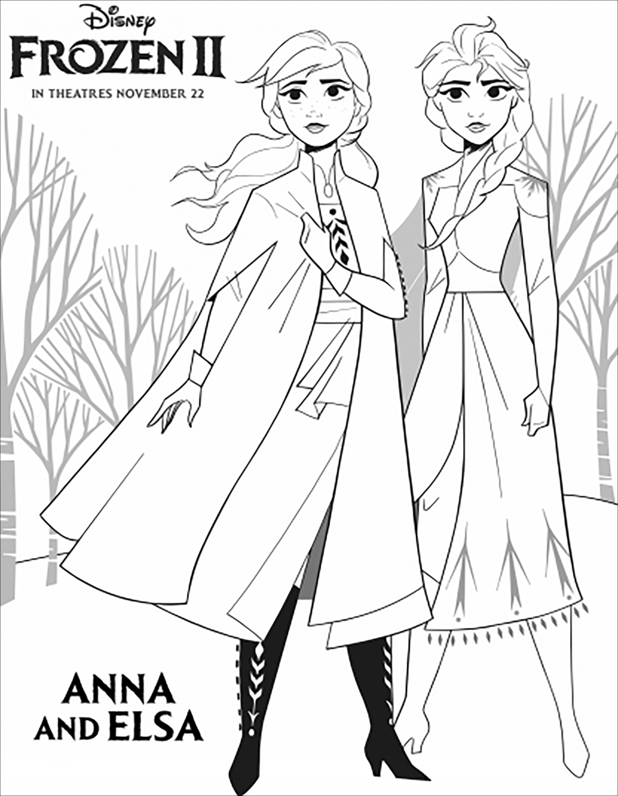 Frozen 2 : Anna &amp; Elsa - Frozen 2 Kids Coloring Pages dedans Elsa 2 Coloriage