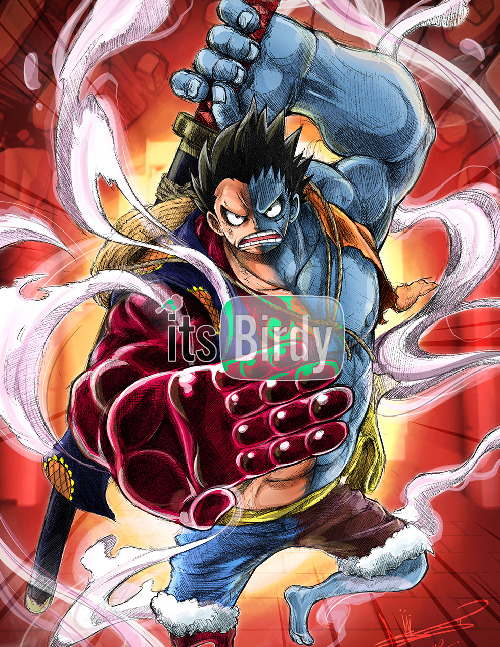 Gear 4 Nightmare Luffy (Color Print) On Storenvy à Luffy Gear 4 Dessin