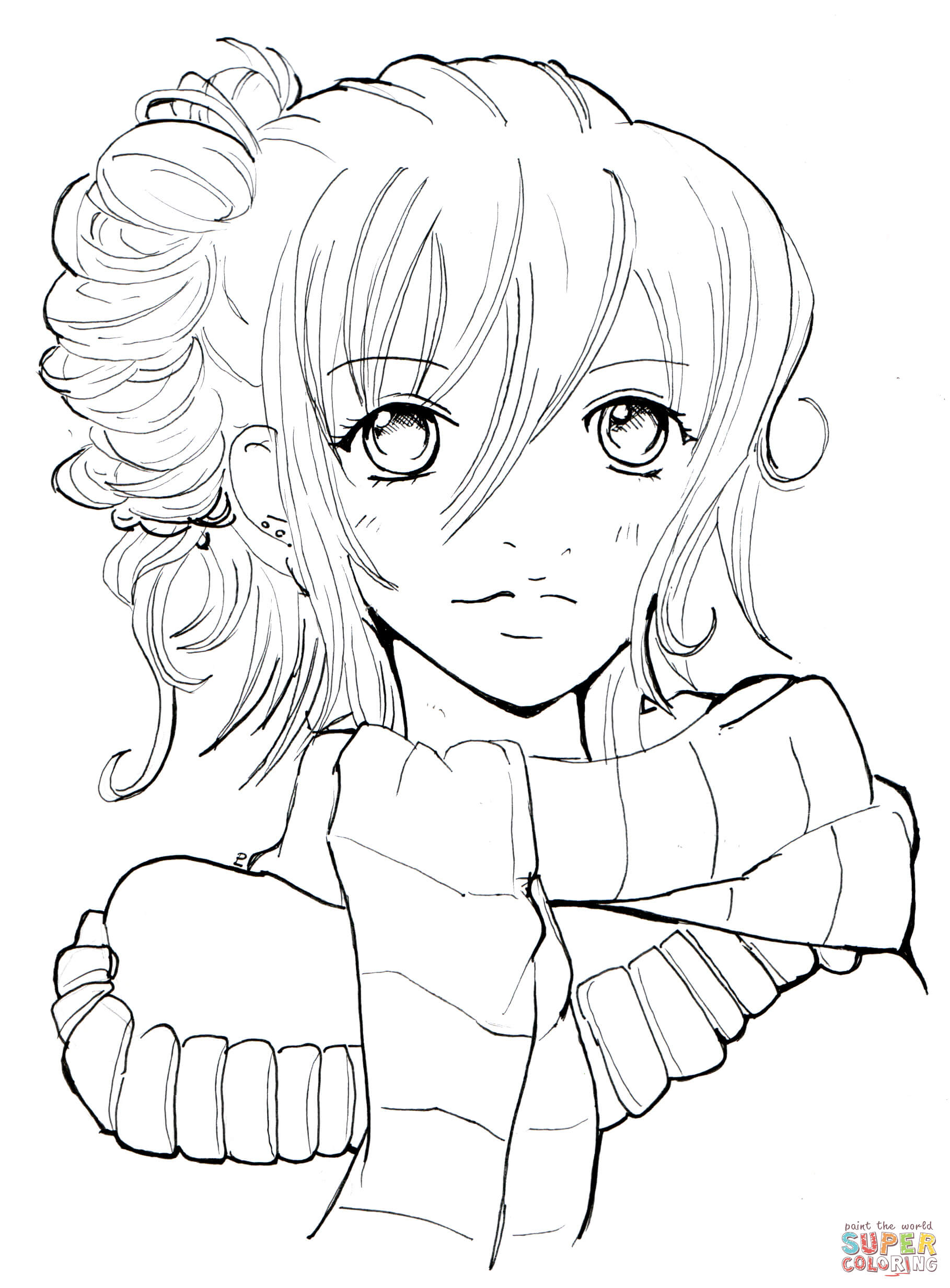 Girl With Scarf Coloring Page | Free Printable Coloring Pages dedans Ice Angel Coloriage,
