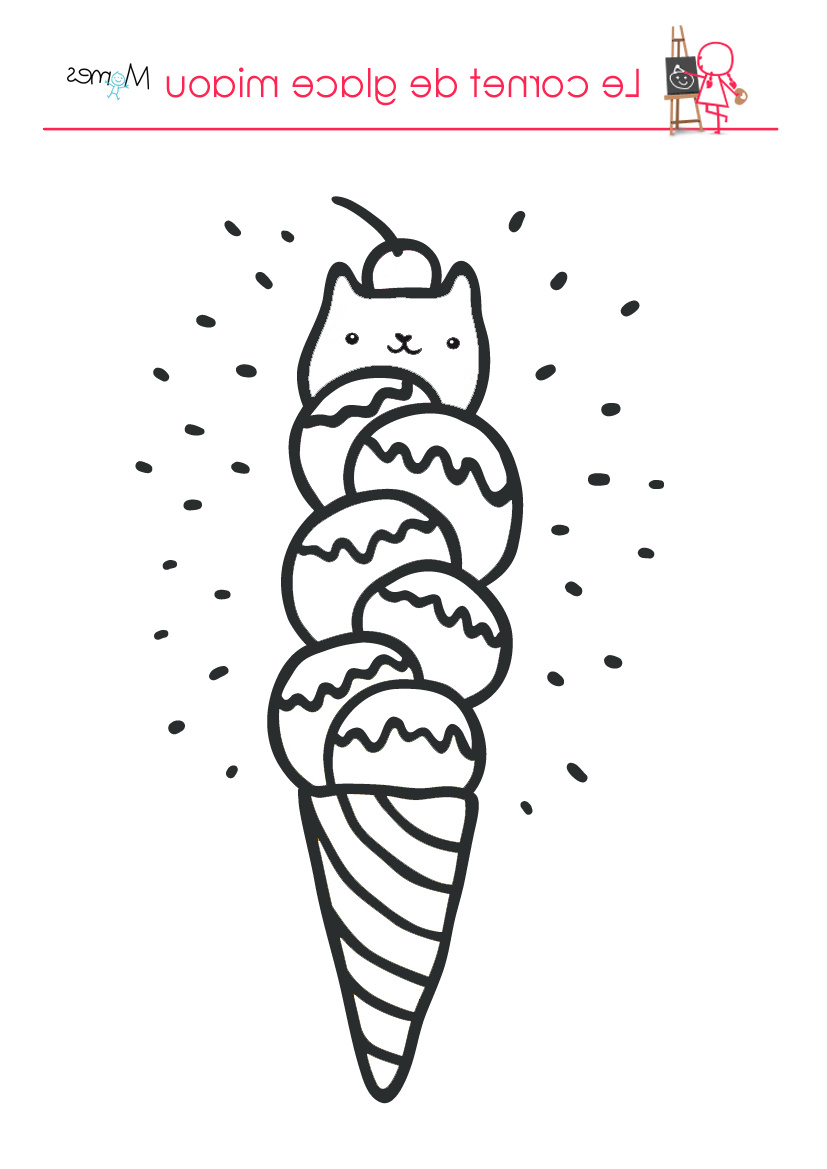 Glaces Dessin Bestof Collection Coloriage Le Cornet De pour Coloriage Glace,