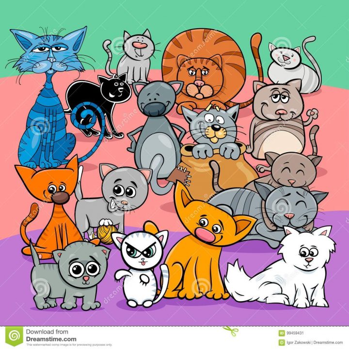 Groupe De Personnages De Dessin Animé De Chats De Bandes serapportantà Groupe De 4 Dessin Animé