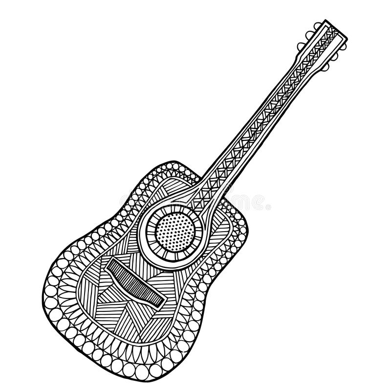 Guitar Vector, Guitar Zen Tangle And Zen Doodle. Guitar avec Musique Zen Coloriage,