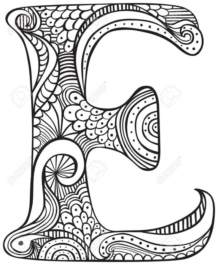 Hand Drawn Capital Letter E In Black - Coloring Sheet For pour Coloriage Mandala Lettre M