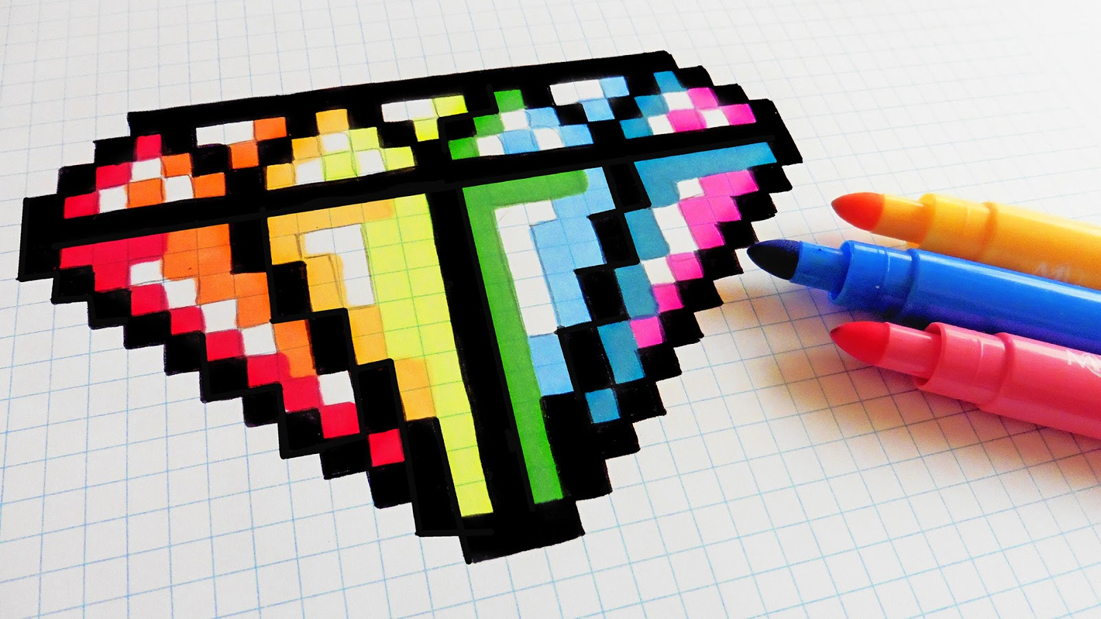 Handmade Pixel Art - How To Draw Rainbow Diamond #Pixelart à Dessin Pixel Art