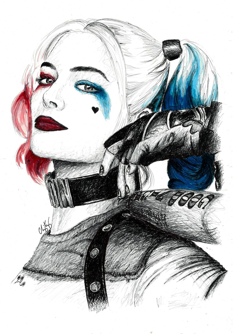 Harley Quinn From Dc Suicide Squad A4 Print By Chris Kay tout Coloriage Harley Quinn Dessin Animé