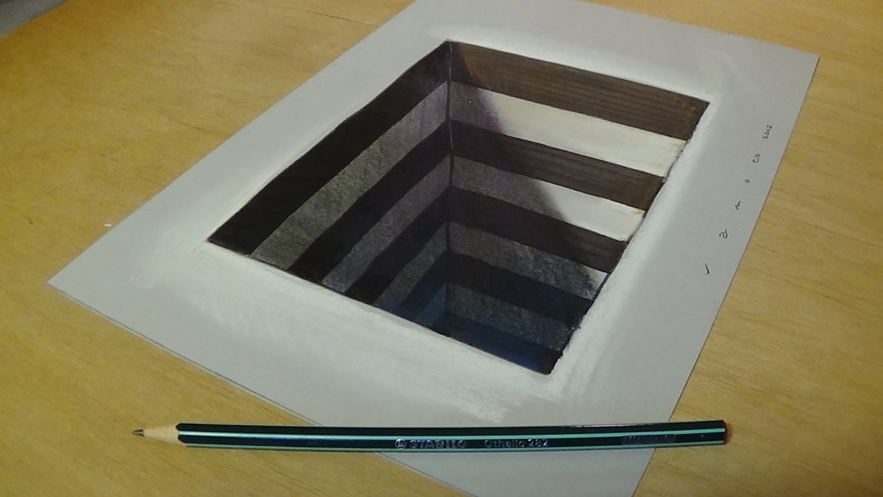 How To Draw 3D Hole For Kids - Easy Anamorphic Illusion à H En 3D Dessin