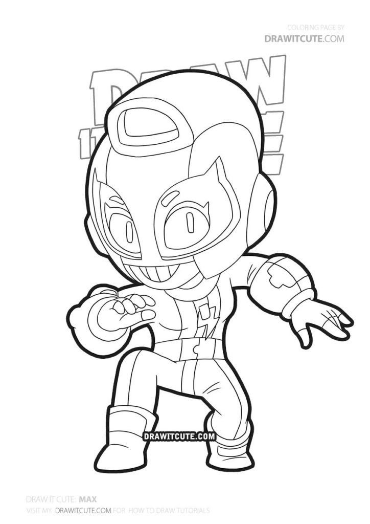 How To Draw Max | Brawl Stars Coloring Page - Draw It Cute serapportantà Coloriage B Max