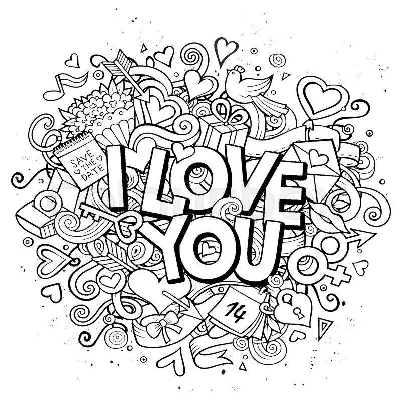 I Love You Doodle For Loved Ones | Doodle Art Designs concernant Coloriage Love,