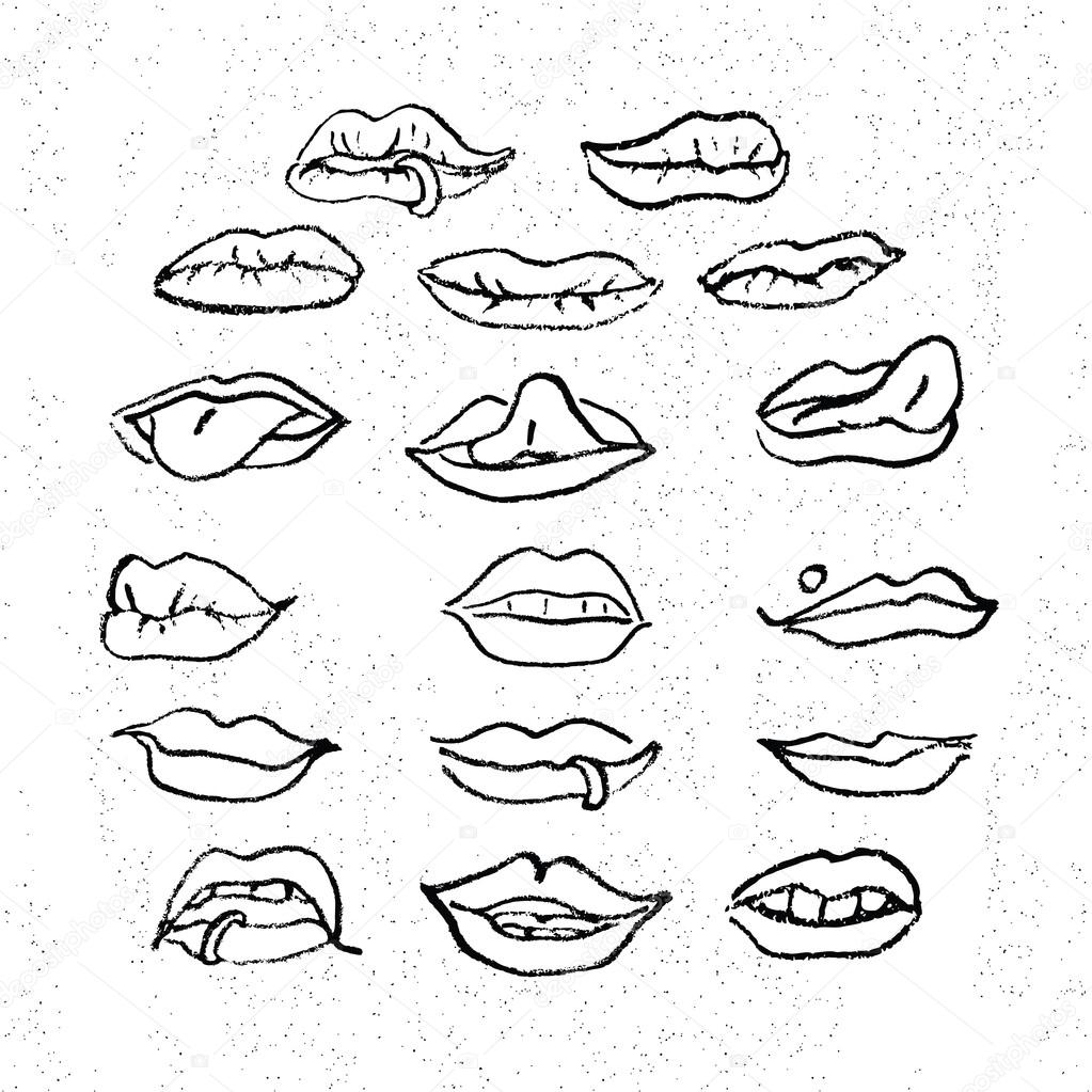 Icônes De Bouche De Dessin Animé — Image Vectorielle dedans Dessin Bouche