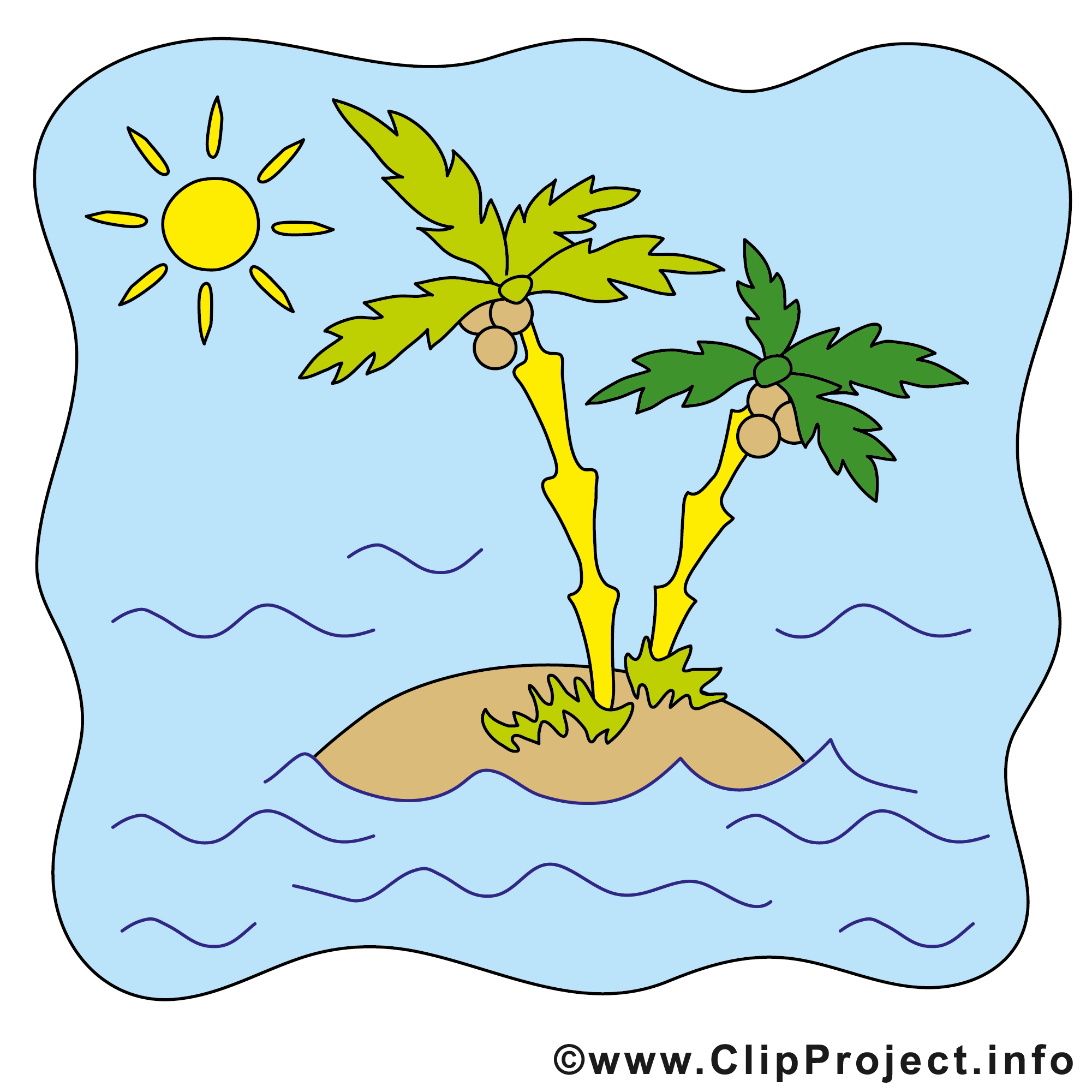 Íle Mer Clip Art Gratuit - Été Dessin - Été Dessin avec Dessin 972