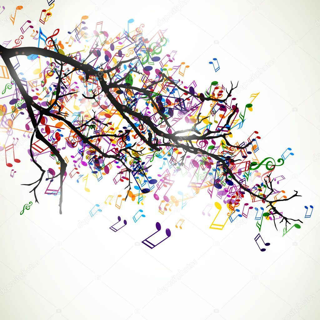 Illustration Vectorielle D&amp;#039;Une Branche Abstraite Avec Des tout Coloriage Dessin Note De Musique