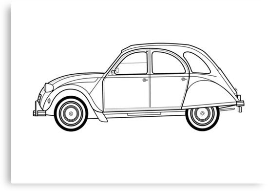 Impression Sur Toile « Illustration De Dessin Au Trait concernant Dessin 2Cv