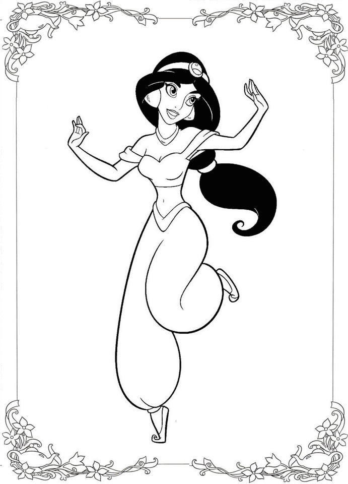 Jasmine Coloring Page- Dinokids avec Coloriage Jasmine