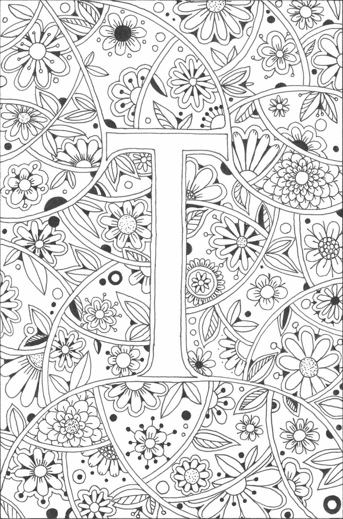 Jeu De Coloriage Lettre T | Etsy intérieur Lettre T Dessin