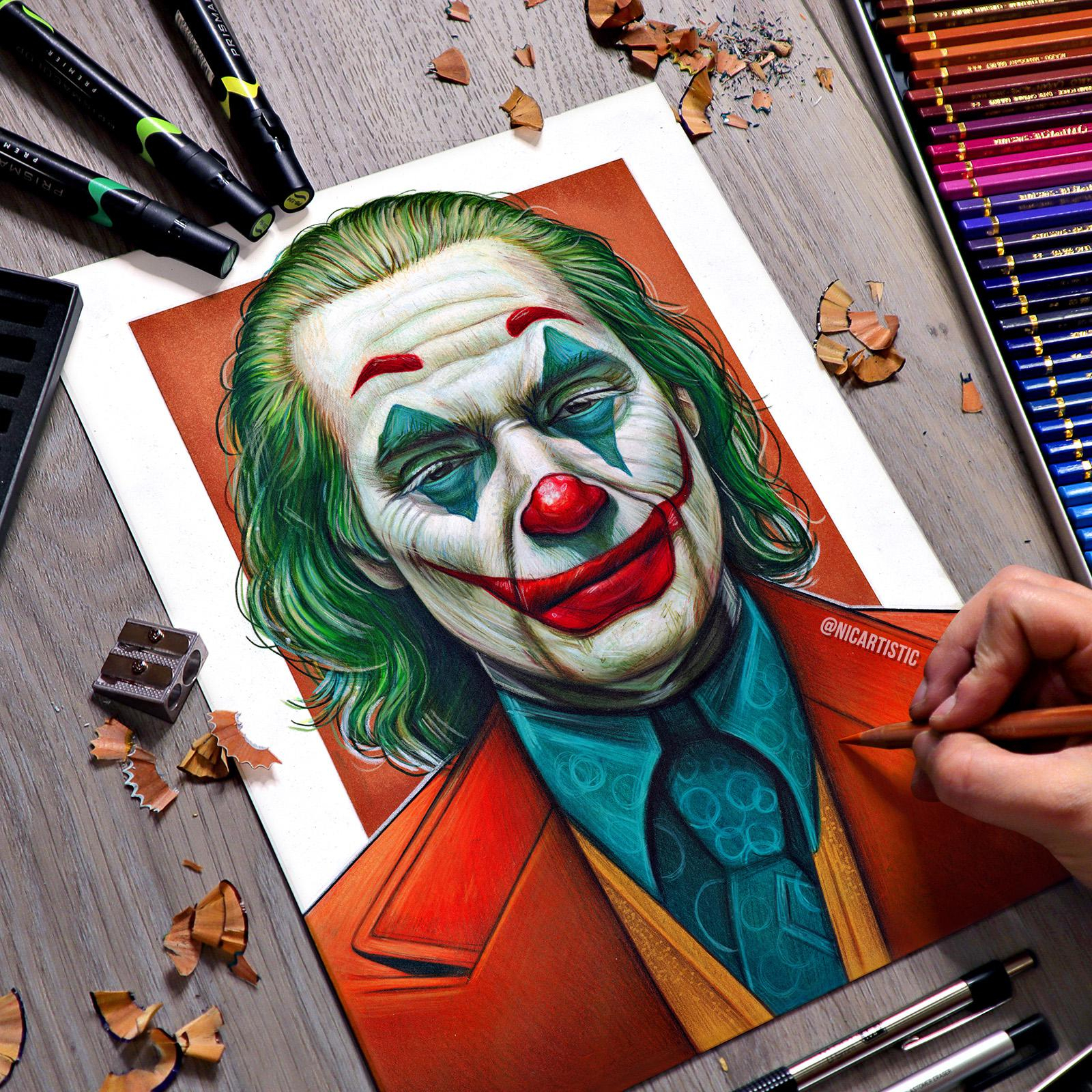 Joker Drawing With Colored Pencil And Marker : Drawing destiné Dessin Joker,