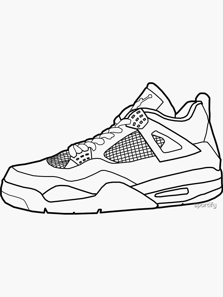 &amp;quot;Jordan 4 Sneaker Outline&amp;quot; Sticker By Sportify | Redbubble intérieur Jordan 4 Dessin