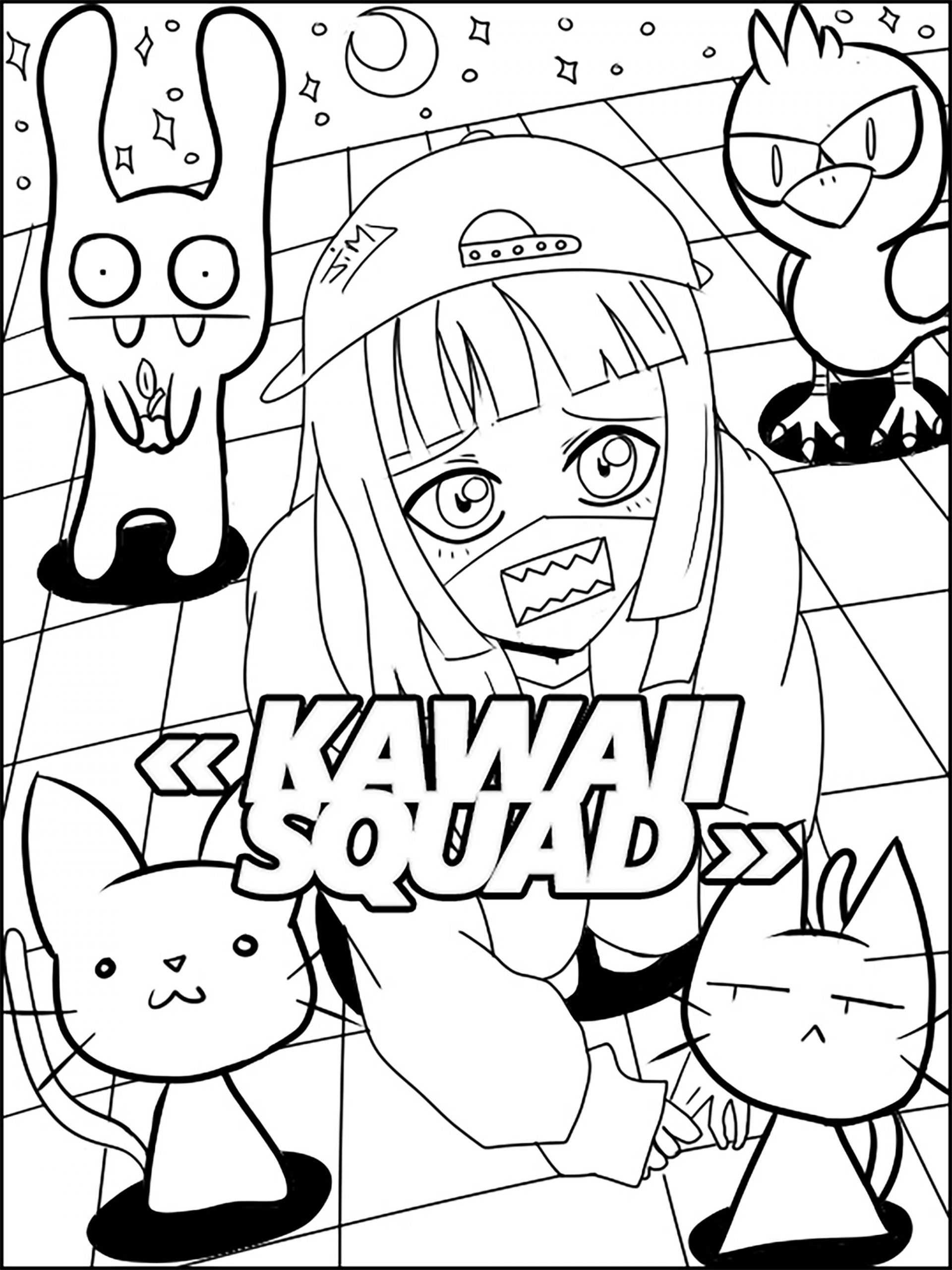 Kawaii Squad - Coloriage Kawaii - Coloriages Pour Enfants avec Dessin Kawaii A Imprimer