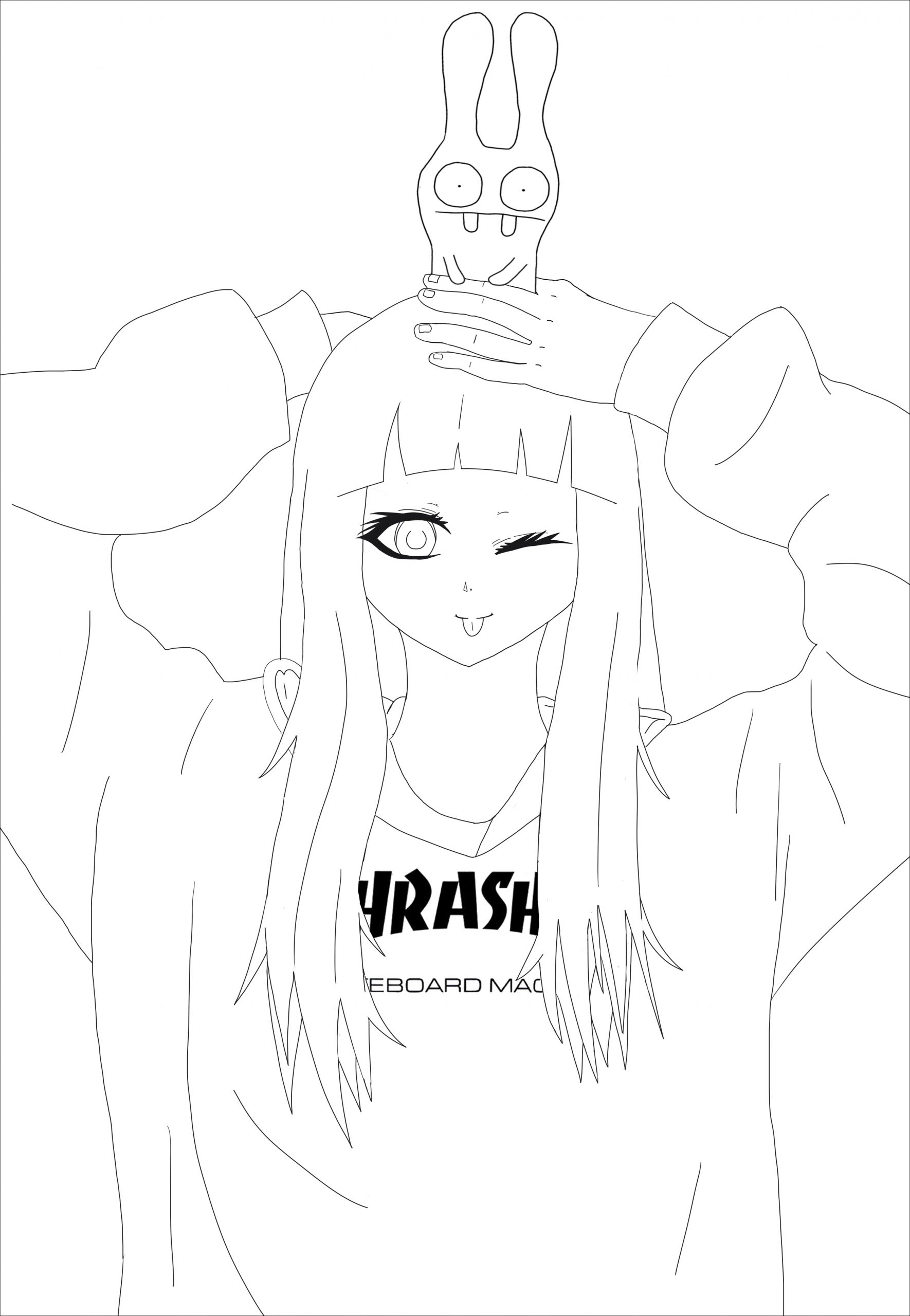 Kawaii Thrasher Girl Jim - Coloriage Kawaii - Coloriages pour Dessin Pour Coloriage Fille