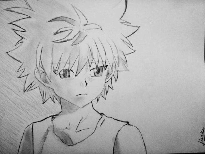 Killua Dessin Par Théo Plaza | Artmajeur dedans Coloriage Dessin Gon Et Kirua