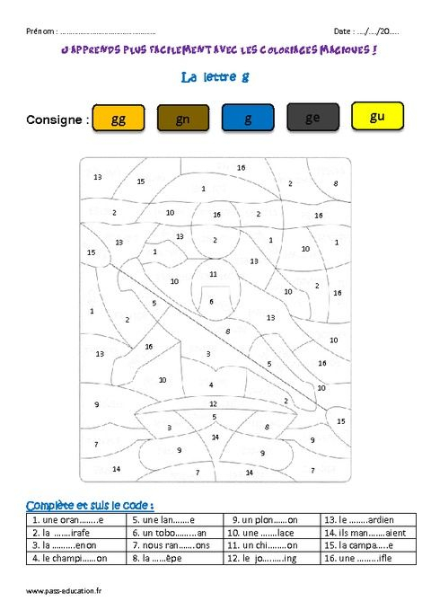 La Lettre G - Ce1 - Coloriage Magique | Coloriage Magique dedans Lettre G Dessin