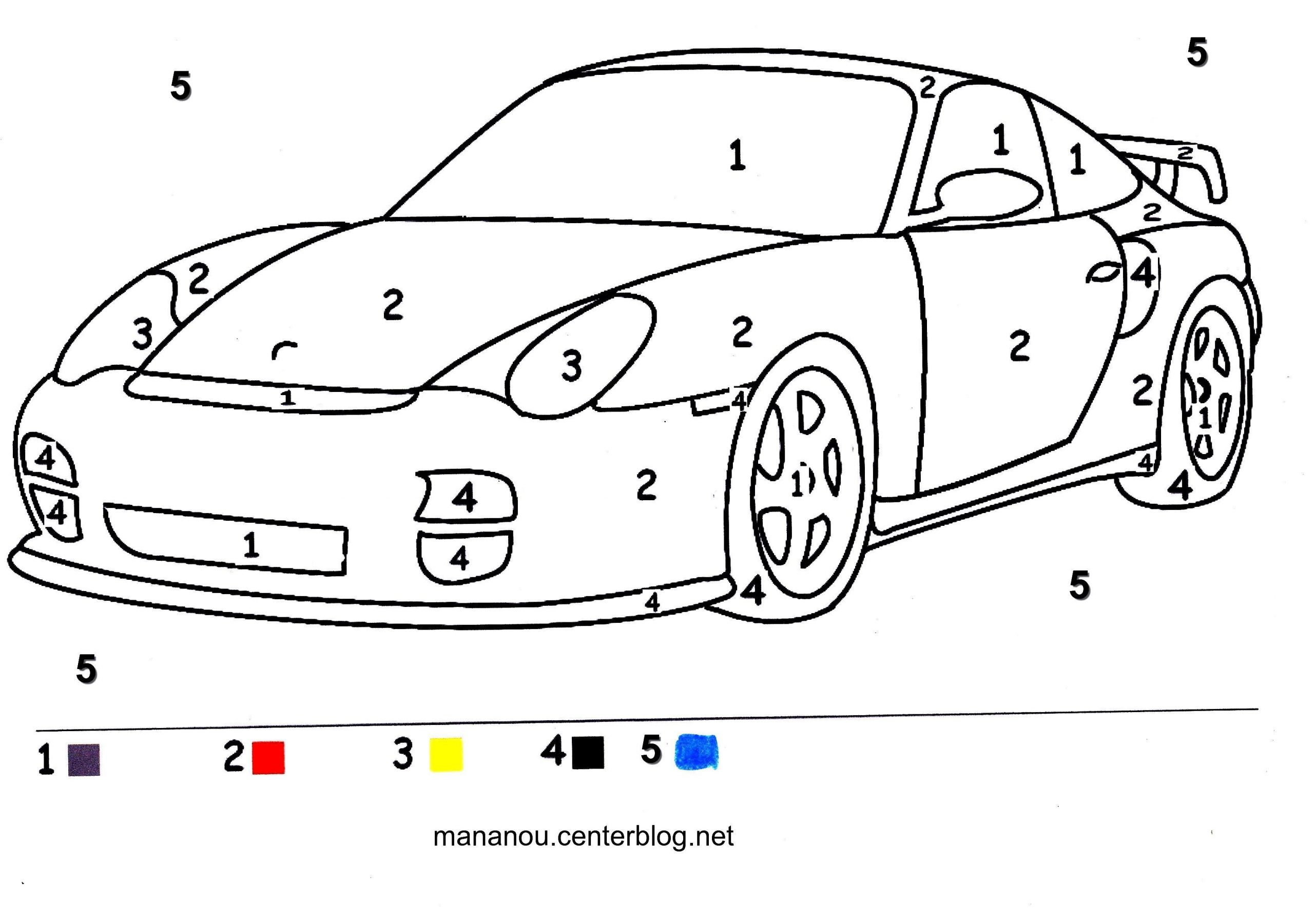 La Voiture En Coloriage Magique concernant Dessin Voiture Facile