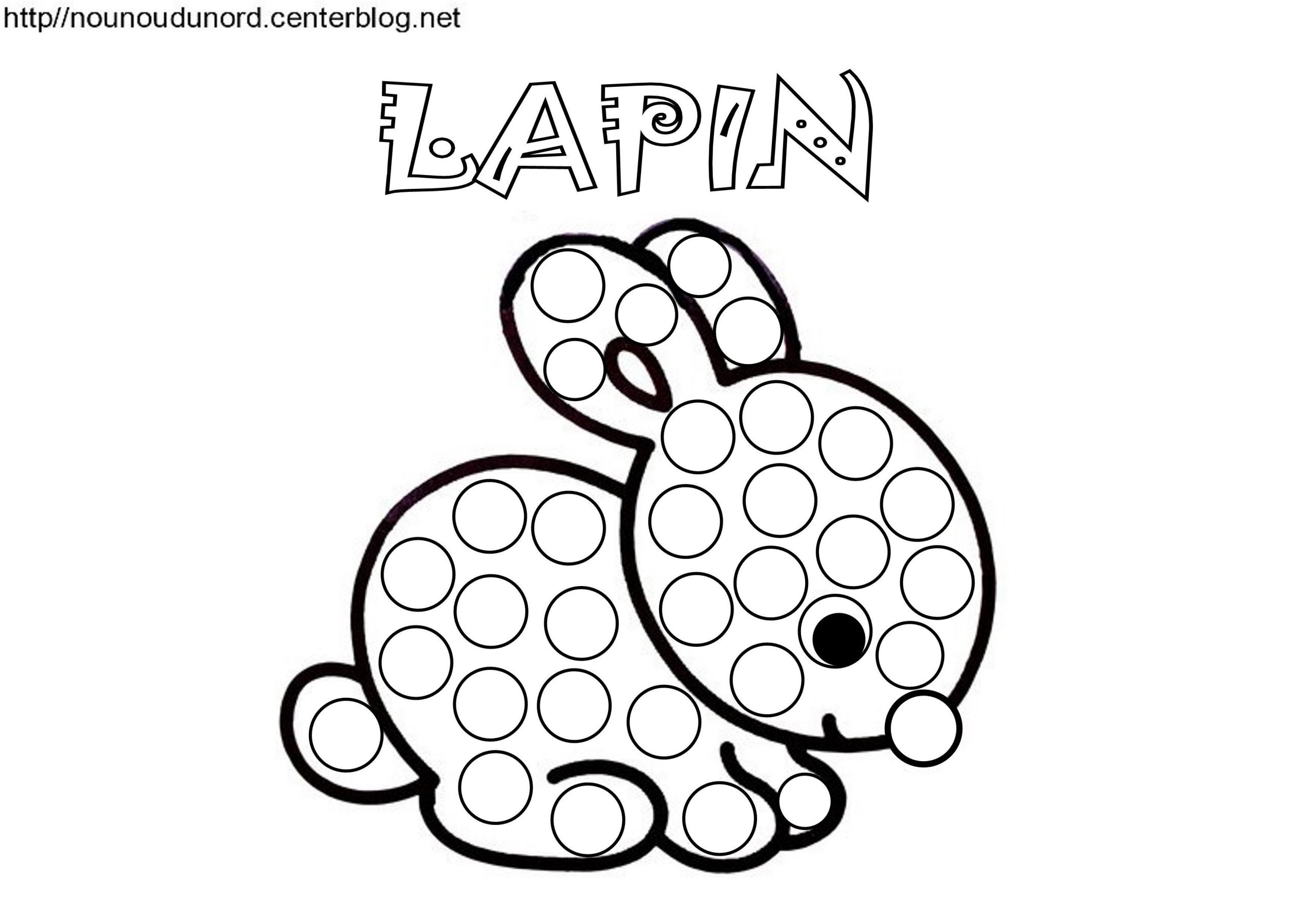 Lapin Bébé De Pâques Coloriage, Pour Gommettes, En Couleur destiné Coloriage Dessin Lapin