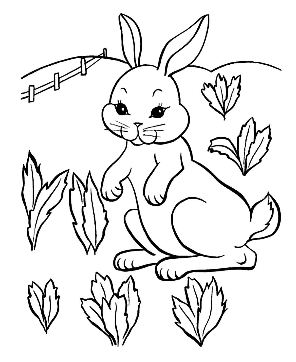 Lapin Dans Un Champ - Coloriage De Lapins - Coloriages pour Coloriage Lapin